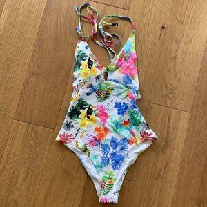 Desigual Women's One Piece Honolulu Swimsuit Tropical Floral Multicolour Size S